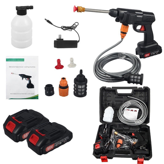 2 Battery Cordless Water Spray Gun Portable High Pressure Car Washer Cleaner