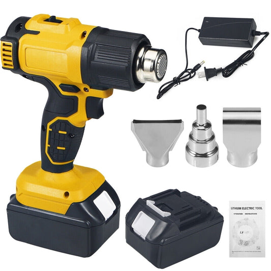 120W Rechargeable Cordless Electric Heat Gun, with 2 speed, Yellow